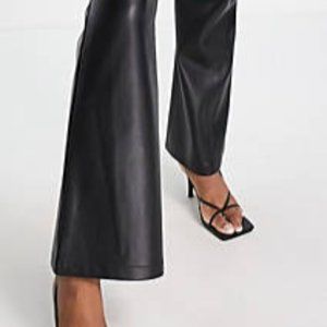 ASOS DESIGN Hourglass Leather flare pant in black (size 12)